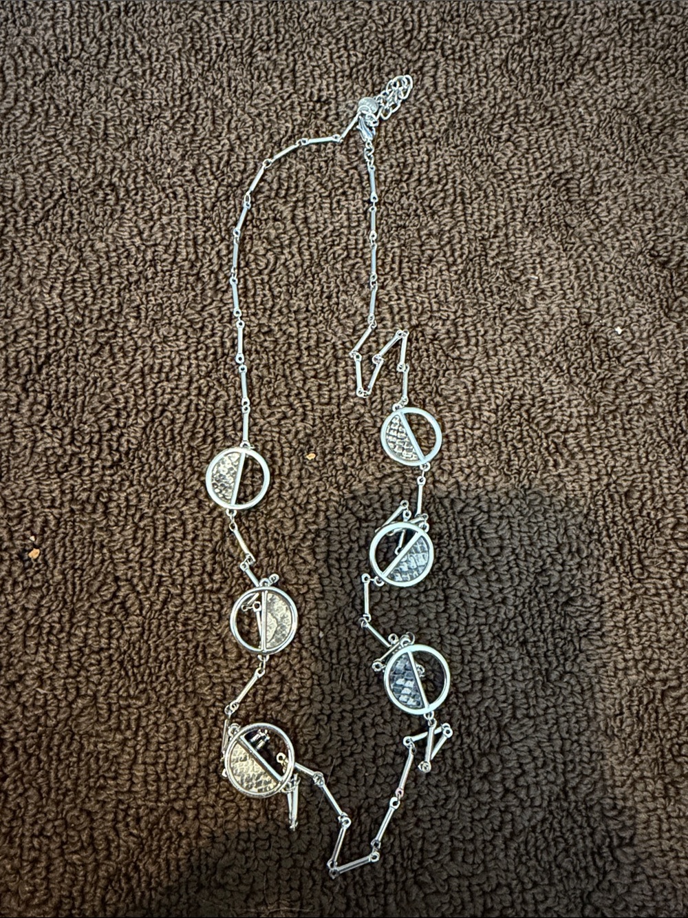 Silver Tone Alfani women’s necklace with snake skin pattern 24”